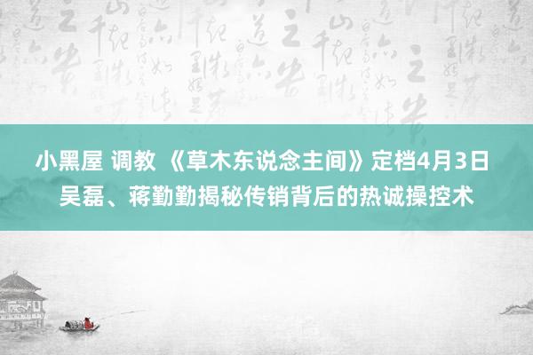 小黑屋 调教 《草木东说念主间》定档4月3日 吴磊、蒋勤勤揭秘传销背后的热诚操控术